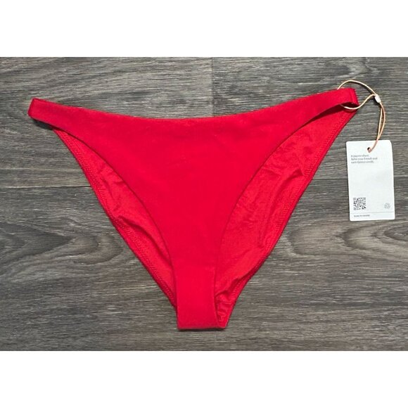 NWT Quince Small Italian V Neck Bikini Low Rise Bikini Bottom Cherry Red - Picture 6 of 8